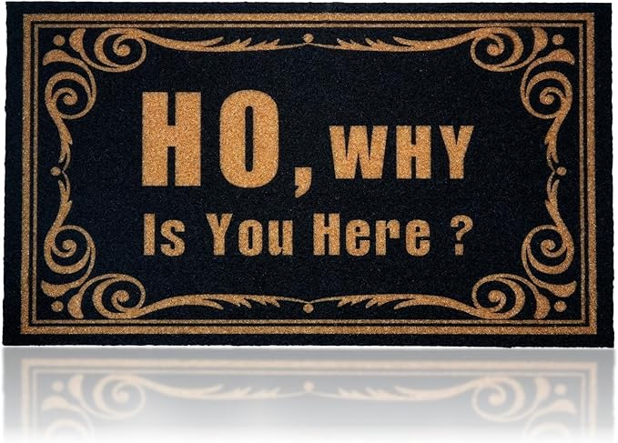 CHACHAHAER Funny Door Mats Outside ho, Why is You Here 30"(W) X 17"(L) for Entry Doormat,Welcome Mat,Floormat,Halloween Thanksgiving Christmas Decoration