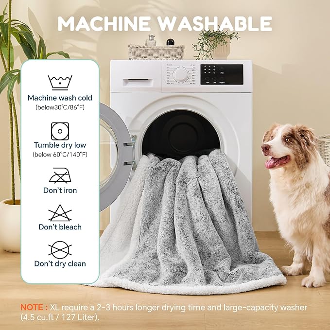 Waterproof Dog Blanket, Reversible Faux Fur & Sherpa Puppy Throw for Couch, Bed & Crate Protection, Soft Cozy Dog Blanket for Small Medium Dogs, 30"x40", Light Grey