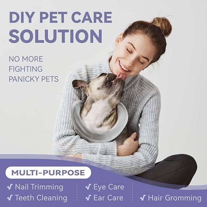 Dog Grooming Hammock Harness for Dogs & Cats with Pet Nail Clipper Trimmer - Cat Hanger Sling for Trimming Clipping Nails- Dog Hammock Restraint Bag for Small Medium Large pet （ Grey L ）