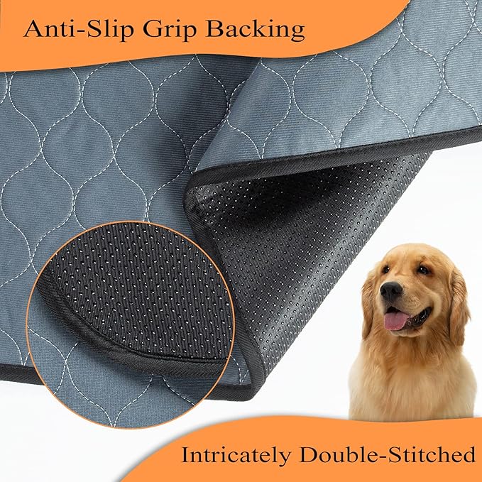 Washable Pee Pads for Dogs 48" x 48", 2 Pack, Reusable Puppy Pads, Dog Training Pads with Quick Dry, Large Anti-Slip Whelping Pad for Pet, Playpen, Incontinence, Housebreaking