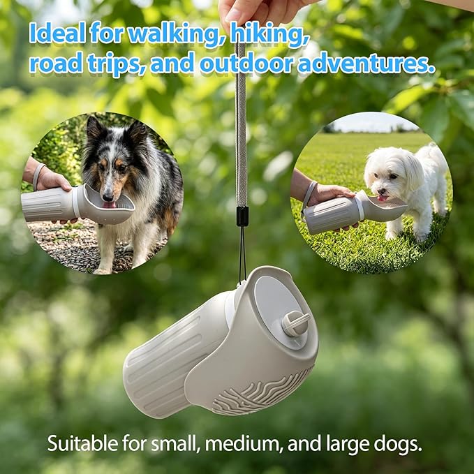 Portable Dog Water Bottle, Leak Proof Collapsible Water Bottles Lightweight Dog Water Bottle Suitable for Pets Outdoor Walking, Hiking, Travel, Camping (Gray, 20.9, Ounces)