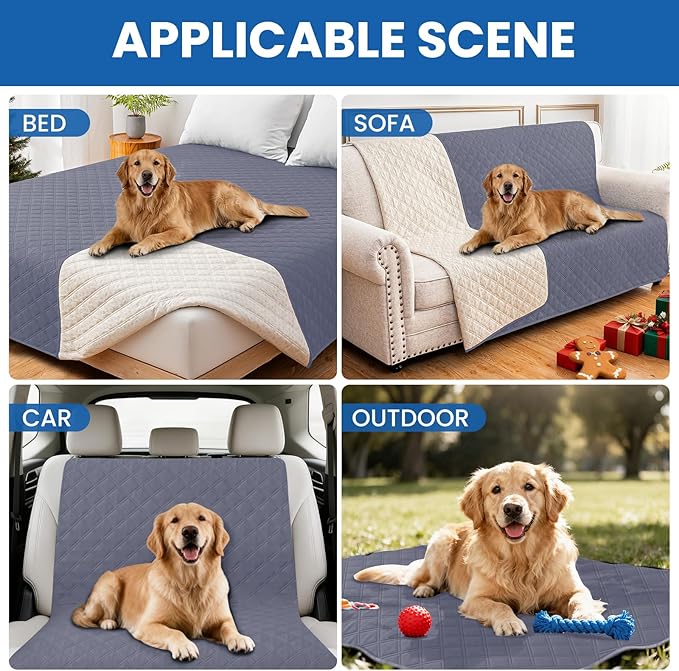 CYCMACO Waterproof Couch Covers for Pets, Waterproof Dog Bed Cover, Anti-Slip Soft Dog Blankets, Couch Cover for Dogs Washable, Pet Blanket for Puppy Large Dogs Cat (68x82 Inch, Grey Blue)