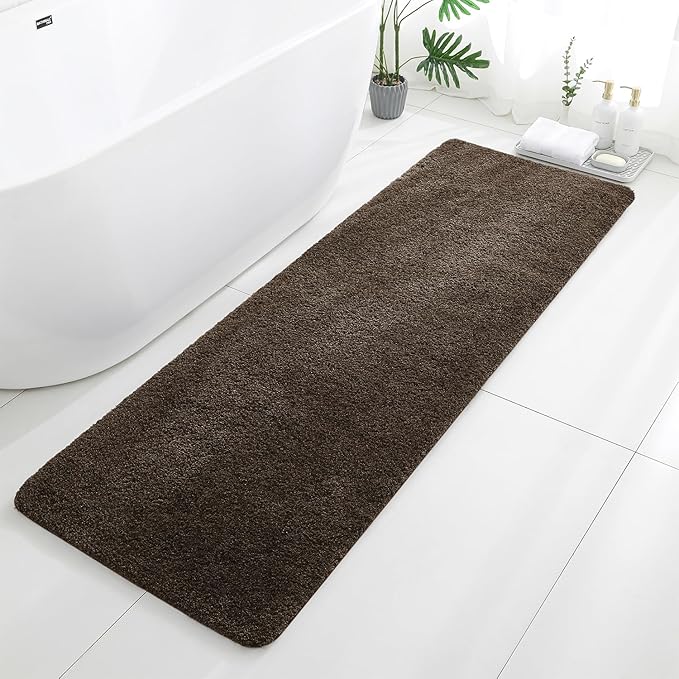 Brown Bathroom Rugs Runner 24"x72" - Extra Long Plush Bath Mat, Non Slip Absorbent Microfiber Floor Rug, Washable and Fluffy - Ideal for Bathroom, Kitchen or Pet Mat Use