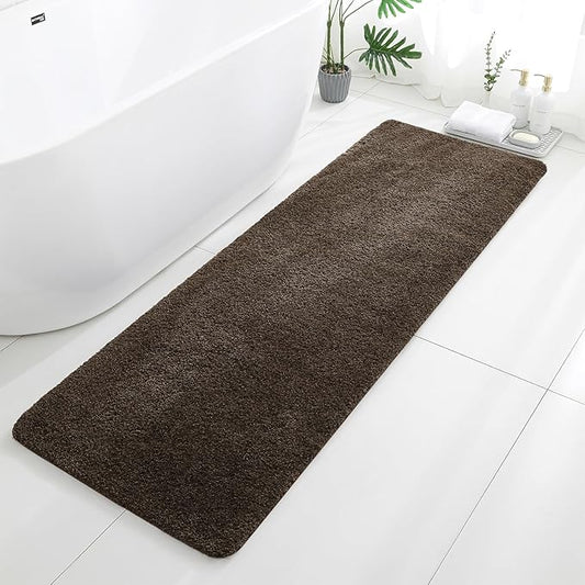 Brown Bathroom Rugs Runner 24"x72" - Extra Long Plush Bath Mat, Non Slip Absorbent Microfiber Floor Rug, Washable and Fluffy - Ideal for Bathroom, Kitchen or Pet Mat Use