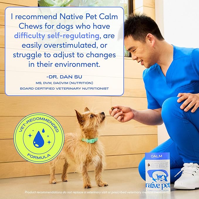 Native Pet Calming Chews for Dogs - Melatonin for Dogs Anxiety Relief - Grain Free All Natural Hemp Calming Treats & L-Theanine Helps Manage Stress & Separation Anxiety - Puppy Sleep Aid - 120 Chews