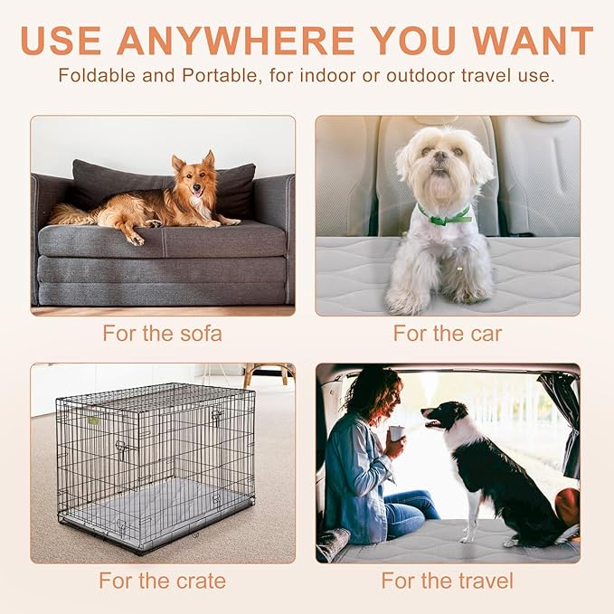 BEAUTYZOO Dog Crate Pad for Large Dogs, Washable & Detachable Kennel Mat, Anti-Slip Soft Fluffy Puppy Bed for Crate, Cage, and Car Travel, Cozy Sleeping Mattress, 48x30 Inches, Gray