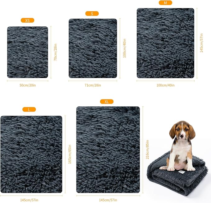Wowchine Pet Throw Blankets for Dogs Gray Cozy Waterproof Fluffy Long Faux Fur Dog Cat Calming Blanket for Couch Sofa Cover Furniture Protection, Gray XS-28x20in