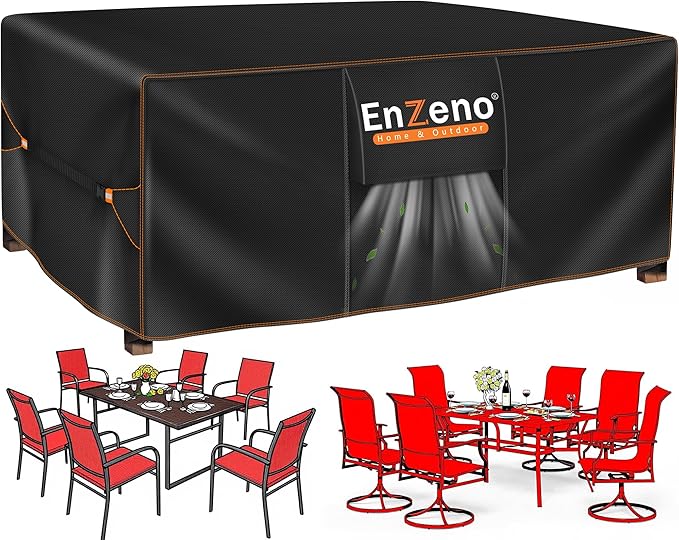 Enzeno Patio Furniture Set Cover, Outdoor Sectional Sofa Couch Set Covers Waterproof, Garden Dining Table Chair Set Cover Outside Rectangular Heavy Duty Weatherproof 67" L x 43" W x 29" H Black