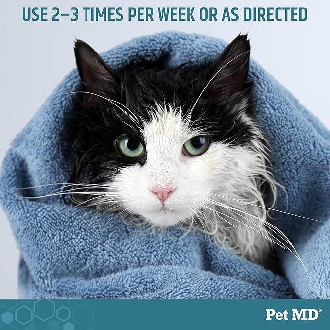 Pet MD Benzoyl Peroxide Shampoo for Dogs & Cats - Helps Remove Dead Skin, Unclog Pores, and Manage Mange - Seborrhea and Degreasing Shampoo for Pet Skin Maintenance - Sweet Pea Vanilla Scent (16oz)