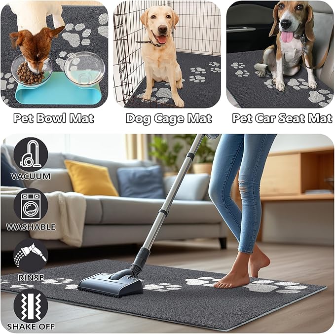 Timo Indoor Door Mat, Front Door Mat 32"x48" Non-Slip Rubber Backing Absorbent Resist Dirt Entrance Rug, Washable Low-Profile Inside Entry Door Rugs for Entryway, Dog Door Mats, Grey