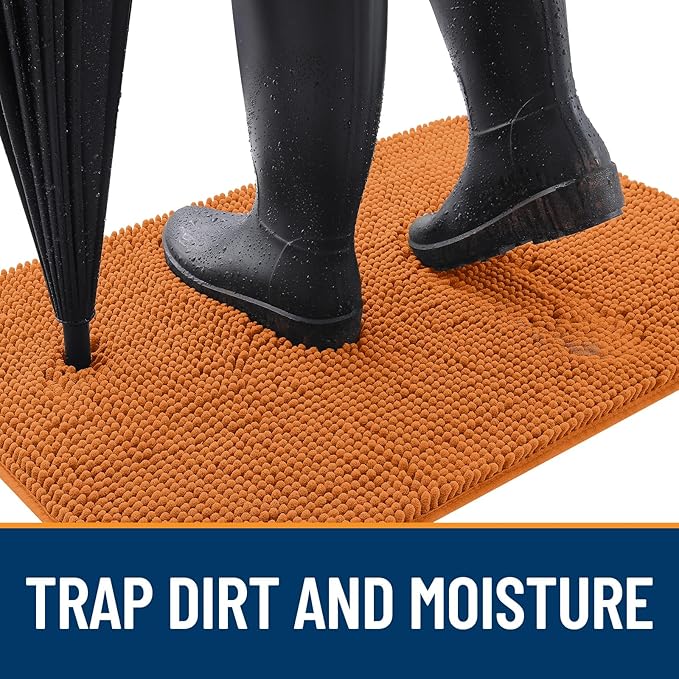 OLANLY Dog Door Mat for Muddy Paws 54x32, Absorbs Moisture and Dirt, Absorbent Non-Slip Washable Doormat, Quick Dry Chenille Mud Mat for Dogs, Entry Indoor Entryway Carpet for Inside Floor, Clay