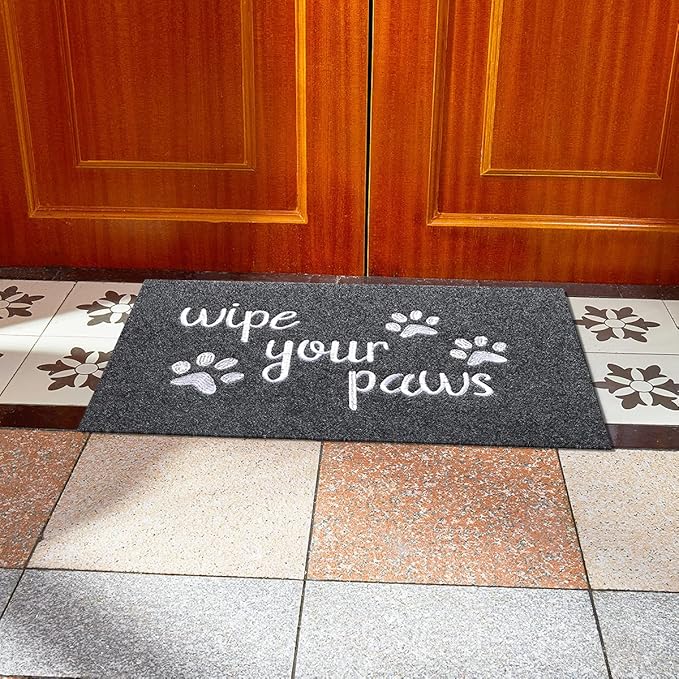 Welcome Door Mats for Entrance Funny Door Mat Wipe Your Paws Floor Mat, Welcome Mats for Front Door Indoor Non Slip Backing Rubber Mat for Outside Dog Doormat Grey