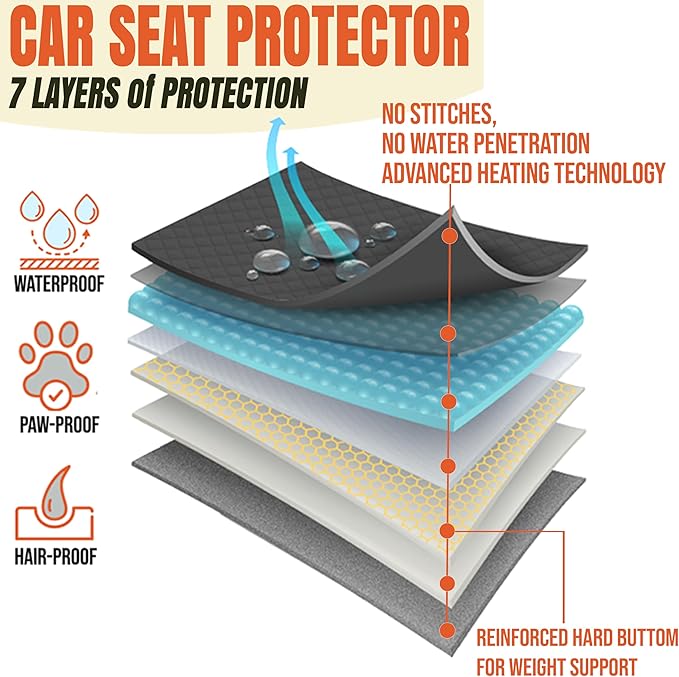 Back Seat Extender for Dogs, Hard Bottom Car Seat Cover for Dogs. Hammock Style, Large Space, Holds 420lbs, Sturdy, Waterproof for Car, SUV, Truck (Black)