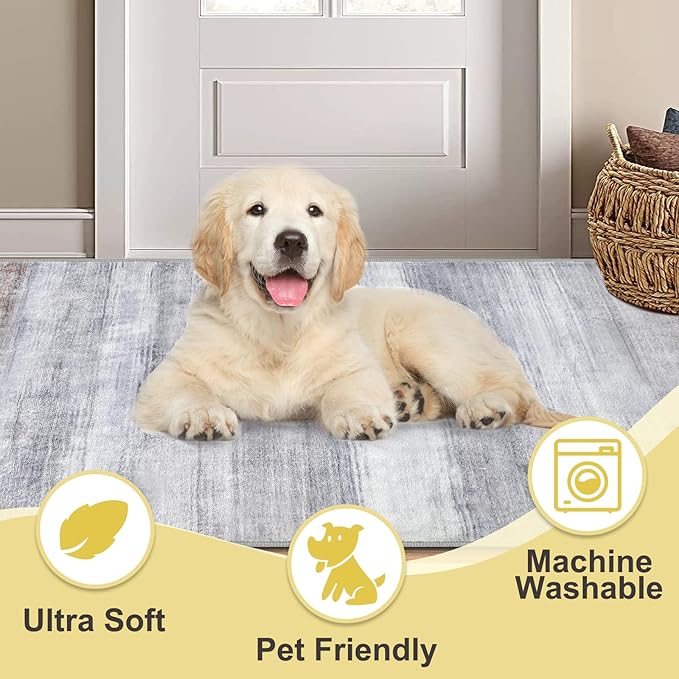 COMSLE Door Mat, Front Door Mat Indoor for Entrance Faux Wool Absorbent Non Slip Modern Throw Rug for Entryway Hallway Muddy Paws - Pet Friendly, 24x36 Inches,Brown Machine Washable