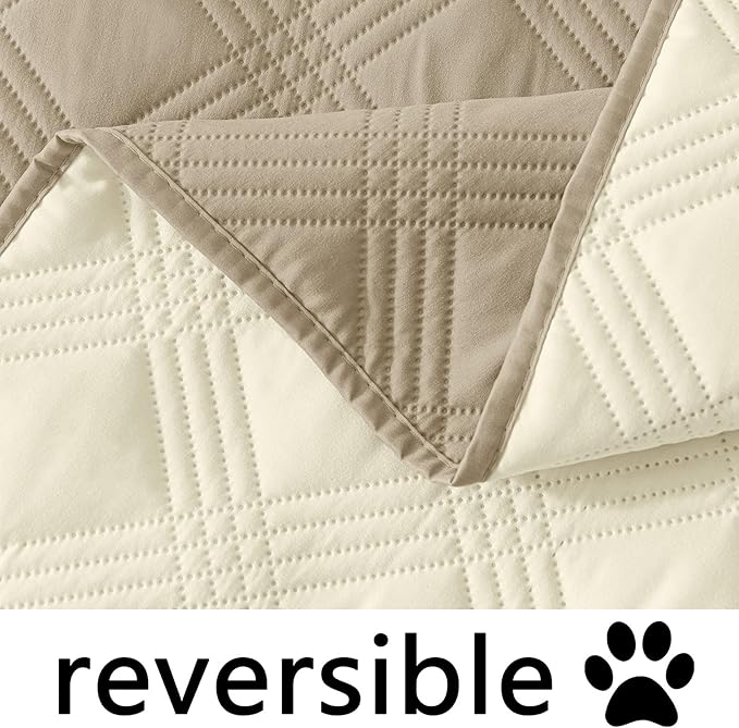 hyha Waterproof Dog Blanket, Reversible Pet Bed Blanket, Soft Sofa Couch Cover for Dogs Washable, Waterproof Pet Couch Covers for Sofa Puppy Cats Furniture Protector(82"x120", Taupe/Beige)