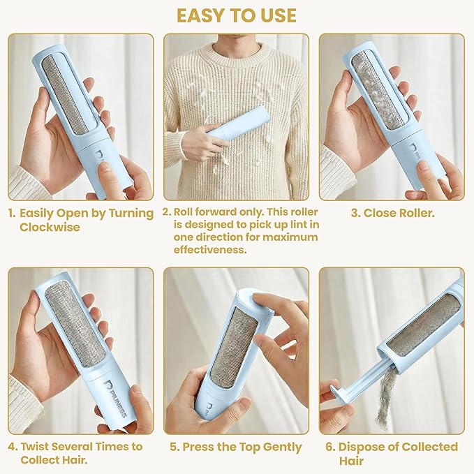 Pet Hair Remover Roller – Reusable Lint Roller for Cat & Dog Hair on Furniture, Couch, Carpet, Car & Bedding – Portable, Eco-Friendly