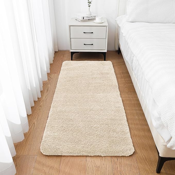Beige Bathroom Rugs Runner 24"x60" - Long Large Bath Mat, Soft Non Slip Absorbent Microfiber Bathroom Rug, Washable Plush Floor Mat - Perfect for Bedside, Kitchen or Vanity Area
