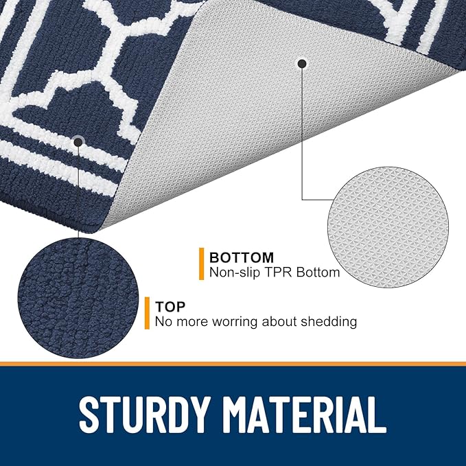 Buganda Indoor Door Mat, Dirt-Resistant and Absorbent Doormat, Anti-Slip, Low Profile Floor Mats for Inside Entryway, Front, and Back Door Entrance (48x32 Inches, Navy Blue)