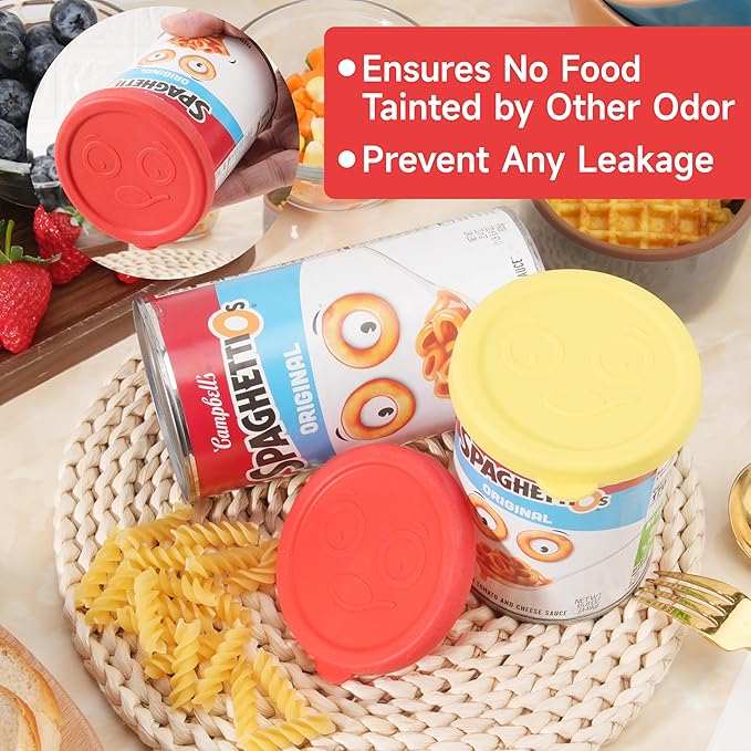 2 Packs 3.2-inch/7.8cm Silicone Lids for 15.6 oz and 15.8 oz SpaghettiOs Canned Pasta, Food Sealing Lids for Can, Can Covers for Canned Good, Freezer&Dishwasher Safe (Can NOT Included)