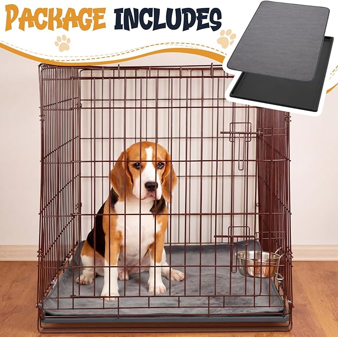 Weysat 1 Set Replacement Dog Crate Tray with Mat, 35.04" x 23.23" Under Crate Floor Protector, Kennel Pan and Reusable Waterproof Dog Pads Set for Chicken Poop Cat Bird Pet Bottom Liner