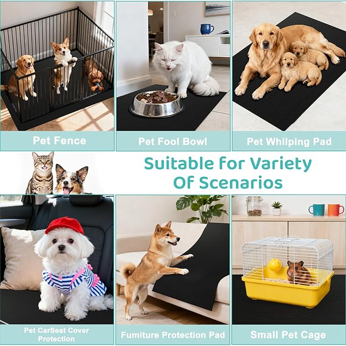 Pet Crate Floor Protection Mat, Mat for Under Dog Crate, 23.6" x 47.2" XL Cut to Fit Design Washable Floor Covering Reusable Waterproof Non Slip Rug Whelping Pad for Pet (X-Large)