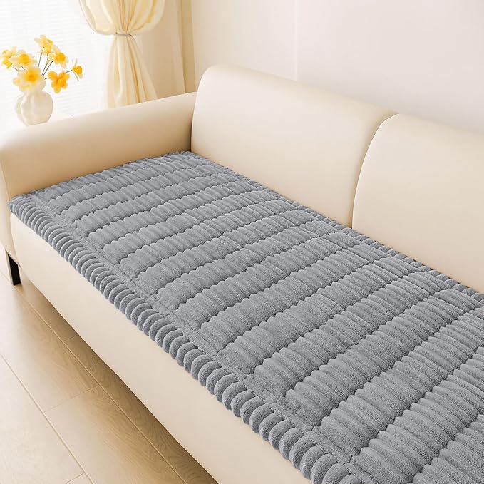 hyha Couch Covers for Dogs Washable, Non Slip Plush Dog Sofa Protectors, Fuzzy Pet Couch Covers for 3 Cushion Sofa Pet Friendly (Grey, 27.6" x 47")