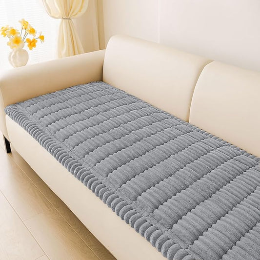 hyha Couch Covers for Dogs Washable, Non Slip Plush Dog Sofa Protectors, Fuzzy Pet Couch Covers for 3 Cushion Sofa Pet Friendly (Grey, 27.6" x 47")