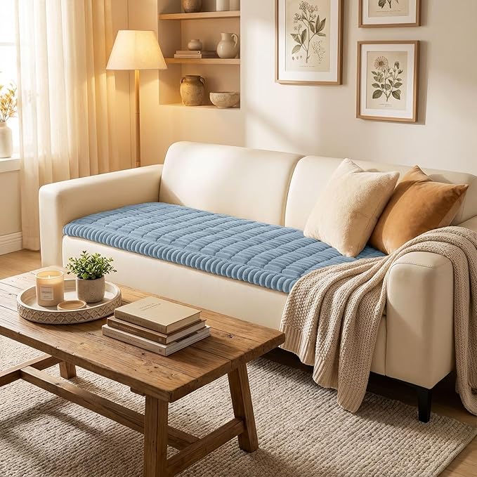 Smiry Couch Cover for Dogs, Non Slip Washable Sofa Protector for Pets, Soft Furniture Cover for Pet, Stylish Sofa Covers, Cozy Protect Against Fur, Dirt & Everyday Messes (Haze Blue, 35.4" x 70.9")