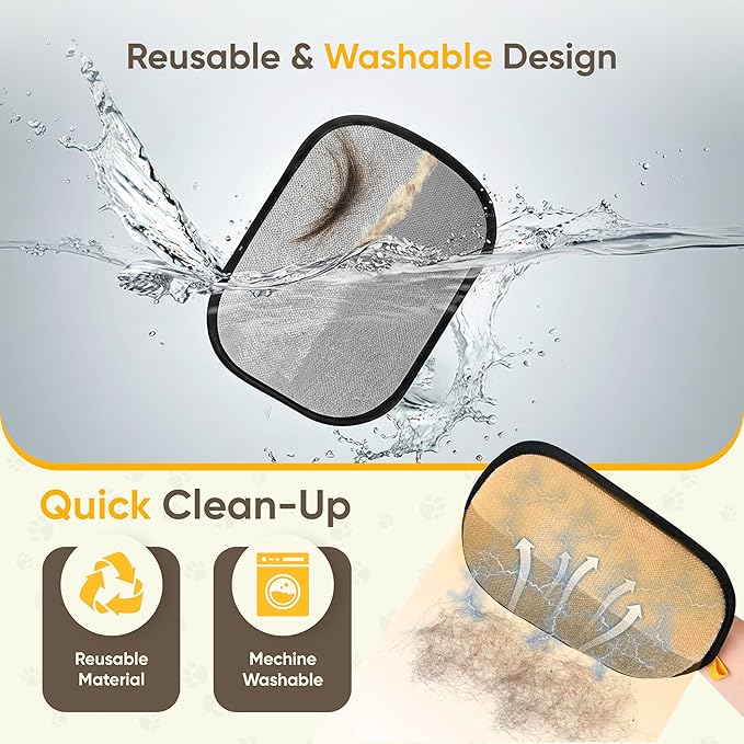 LuxUltra 2 Pet Hair Removal Glove Upgraded 5 Finger, Cat Hair Remover for Couch, Reusable Dog Hair Remover Electrostatic Magic Brush, Pet Hair Remover Glove for Laundry, Furniture, Carpet, Car Seat