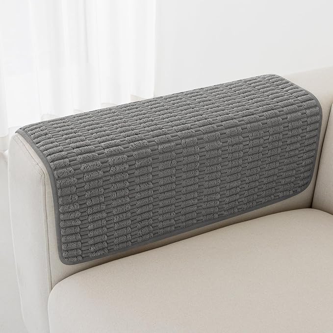 Foxdecor Couch Arm Covers Sofa Arm Cover, Arm Chair Covers Set of 2, Non-Slip Chair Arm Covers, Arm Rest Cover for Sofa, Armchair Slipcovers Couch Protector (Dark Grey 26x26 inch)