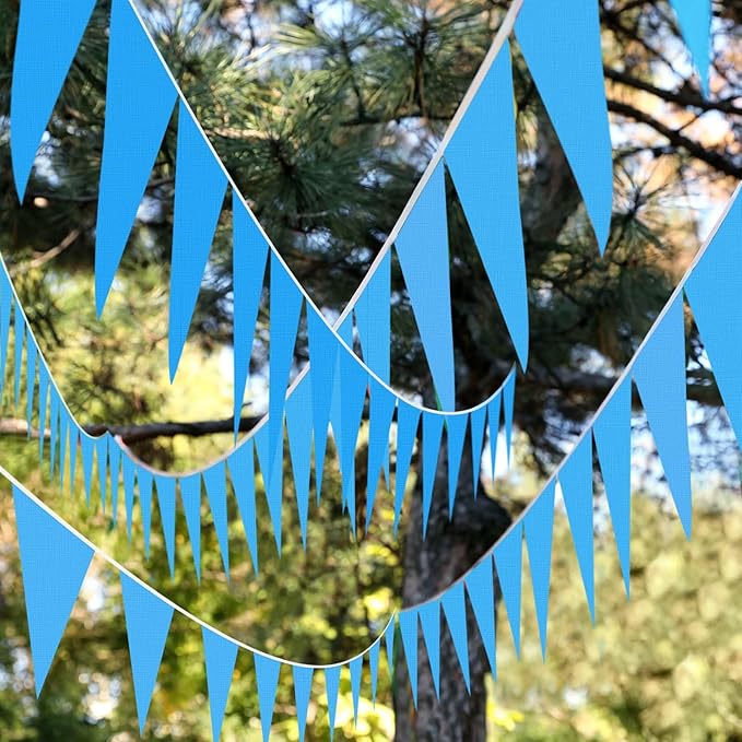 Tatuo 820 ft 500 Pcs Pennant Banner Flag String Hanging Triangle Bunting Flag for Carnival Party Outdoor Events Birthday Classroom Decoration(Blue)