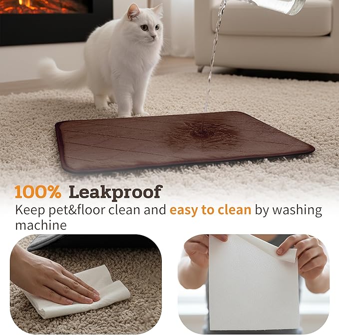 NWK Fluffy Self Warming Cat Mat, Cat Blanket, Thermal Dog Mat, Washable, Non-Slip Bottom for Sofa & Crate & Kennel & Car Seat (Coffee Brown, Small (20'' X 16'' X 0.4''))