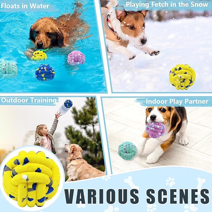 Magicorange Dog Balls 2 Pack Tennis Ball Toys Dog Toy for Aggressive Chewers Indestructible Teething Chew Toys Water Toy Fetch Ball for Dogs