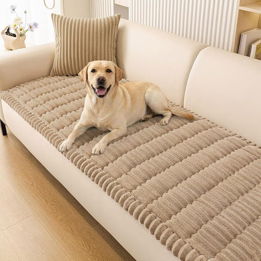 Smiry Couch Cover for Dogs, Non Slip Washable Sofa Protector for Pets, Soft Furniture Cover for Pet, Stylish Sofa Covers, Cozy Protect Against Fur, Dirt & Everyday Messes (Khaki, 35.4" x 70.9")