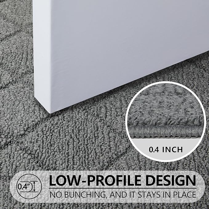REFETONE Indoor Doormat, Front Back Door Mat 36"x60" Rubber Backing Non Slip Mats, Absorbent Washable Entrance Doormat for Entryway, Resist Dirt Low-Profile Inside Floor Mats for Muddy Shoes, Grey