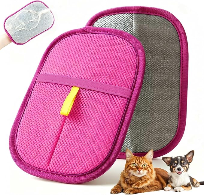 Pet Hair Removal Glove - Electrostatic Cat Dog Hair Remover Glove, Reusable Magic Brush Pet Hair Remover Tool for Couch, Carpet, and Car Seat (Pink,1 Pack)