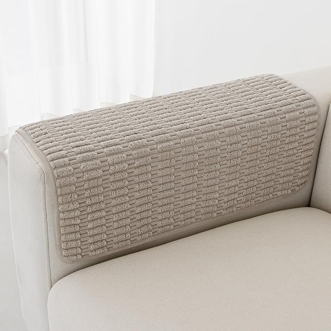 Foxdecor Couch Arm Covers Sofa Arm Cover, Arm Chair Covers Set of 2, Non-Slip Chair Arm Covers, Arm Rest Cover for Sofa, Armchair Slipcovers Couch Protector (Brown 20x20 inch)