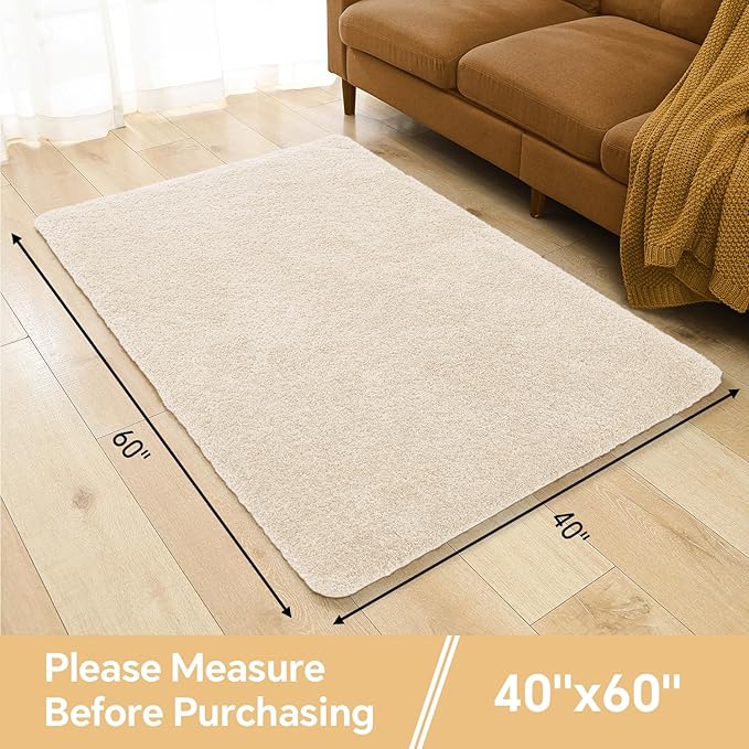 Beige Bathroom Rugs 40"x60" – Oversized Plush Non-Slip Microfiber Bath Mat, Absorbent & Washable – Ideal for Large Bathrooms or Living Rooms