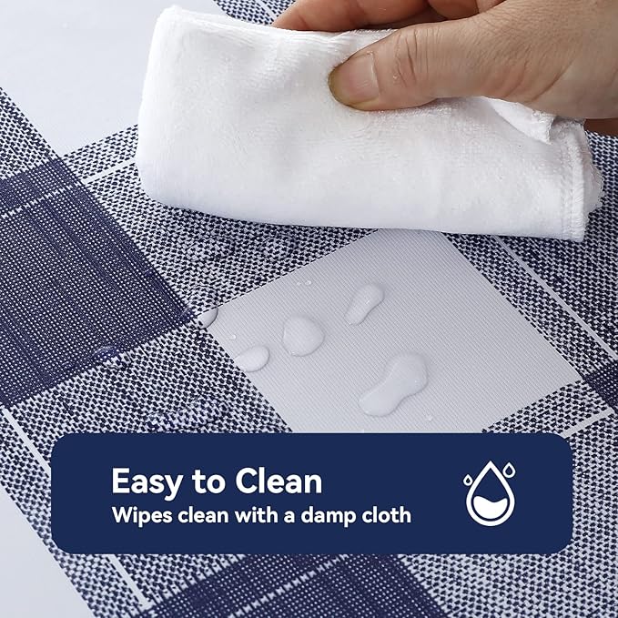 Romanstile Rectangle Vinyl Tablecloth, 100% Waterproof Oil-Proof Checkered Plastic Table Cloth, Heavy Duty Wipeable Table Covers for Dining, Camping, Picnic, Outdoor - 60 x 84 Inch, Blue Checkered