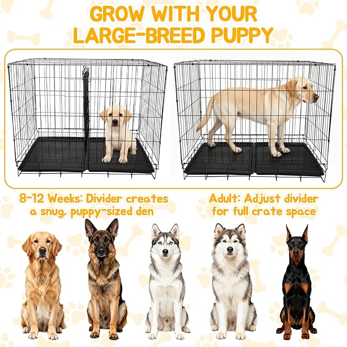 Dog Crate Divider Panel 2 Pack, 20.47" H Metal Kennel Divider, Adjustable 15.7"-30.7" Width, Fits 30"-36" Wire Dog Crates, Tool-Free Install for Puppy Training & Anxiety Relief (Crate Not Included)