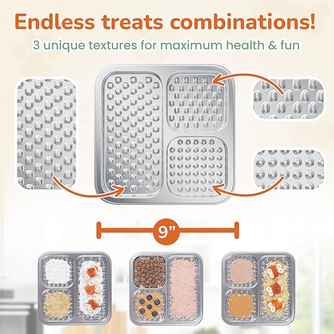 2 Pack - Stainless Steel Lick Mat for Dogs & Cats, Large Non-Slip Slow Feeder Pad with Suction Cups, Chew-Proof Dog Licking Mat for Anxiety Relief, Bathing & Grooming Time