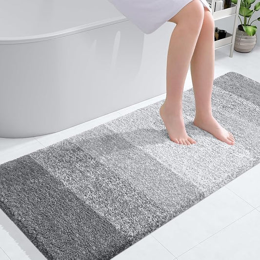 OLANLY Bathroom Rugs Mat 44x32, Extra Soft Absorbent Microfiber Bath Rugs, Rubber Backing, Quick Dry, Machine Washable Bath Mats for Bathroom Floor, Tub and Shower, Home Decor Accessories, Light Grey