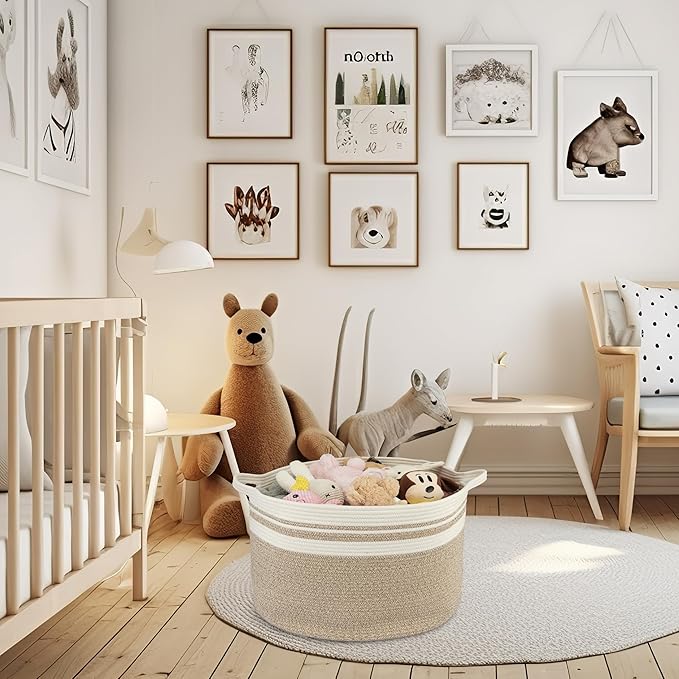 XUANGUO Extra Large Cotton Rope Basket round Blankets Basket for Living Room 22"x14" Toy Baskets for Kids Rope Storage Basket for Nursery Woven Laundry Baskets for Clothes Towels Baby Toy Storage