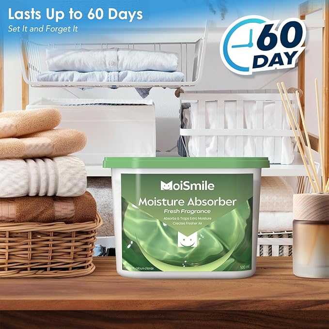 Moisture Absorbers 6 Pack, Fresh Fragrance Closet Dehumidifier for Bathroom, Car ＆ Basement, 10.5 oz Refillable Humidity Absorber Boxes
