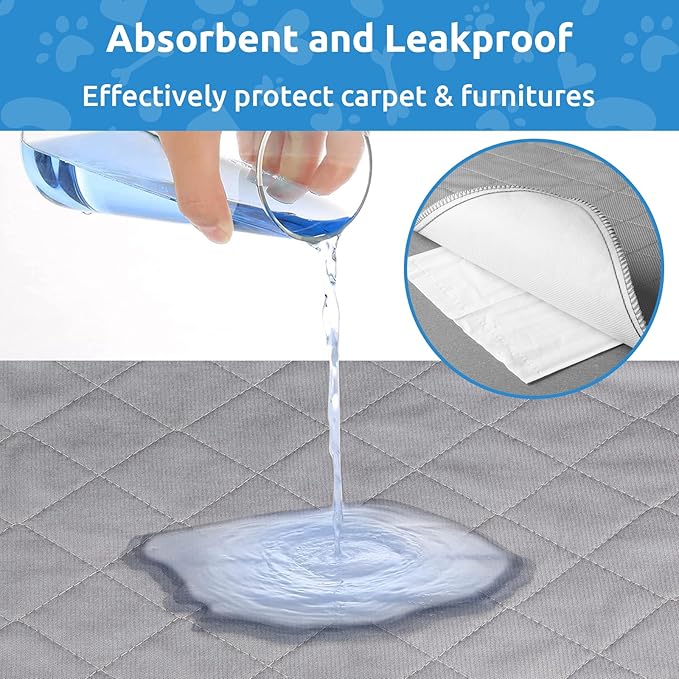 Washable Reusable Dog Pee Pads, 72"x72" Absorbent & Waterproof Puppy Training Pad for Crate, Playpen & Carpet, Large Potty Pads for Dogs, Cats & Small Pets