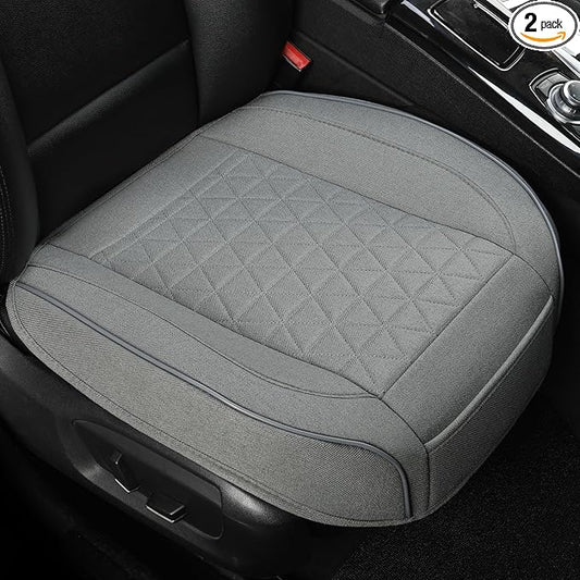 West Llama Linen Front Car Seat Cover Protector Anti-Slip Bottom Seat Cover Fits 95% of Vehicles,Wrapping Around The Bottom,Triangular Pattern(Gray-2Pcs)