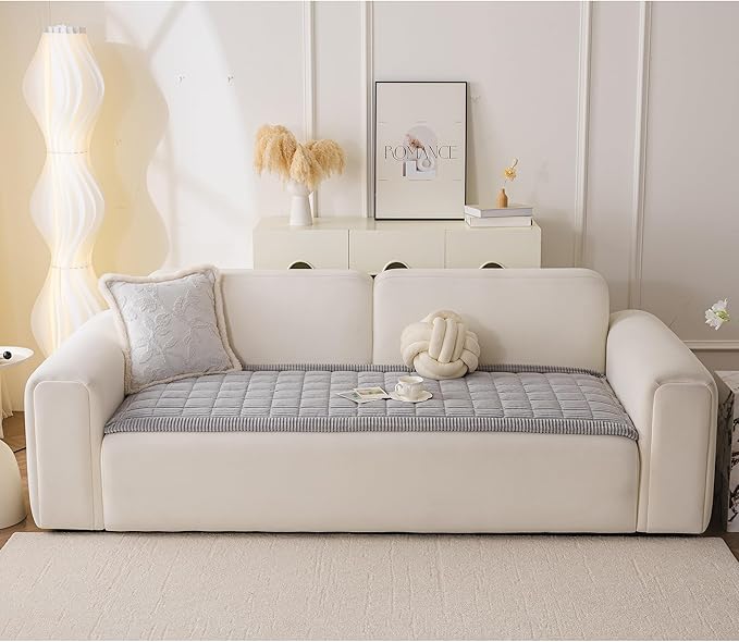 MYSKY HOME Couch Cover for Dogs Washable, Dog Sofa Couch Covers,Washable Non-Slip Couch Sofa Cover Protector Dog Mat for 3 Cushions and Sofas(Light Grey,27.6" x 82.7")