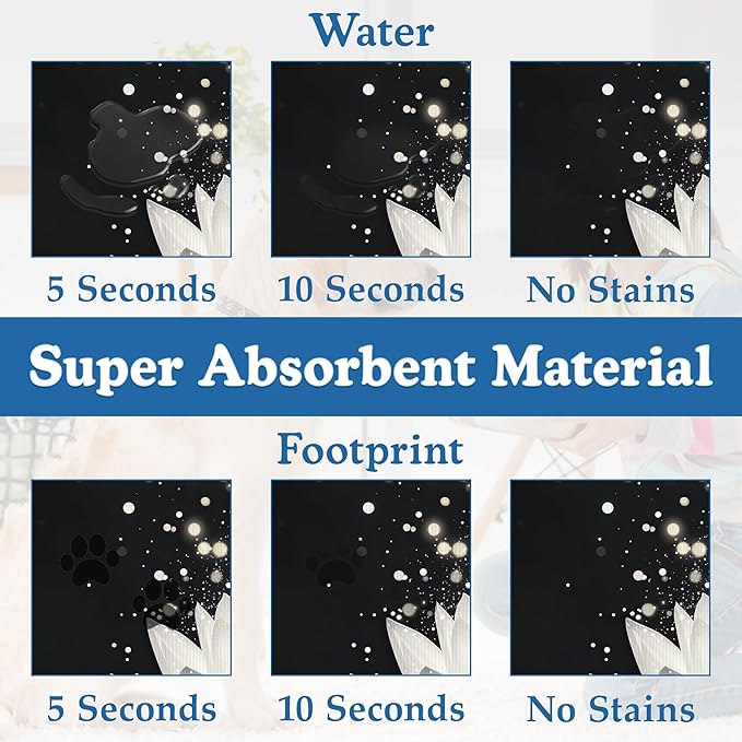 Magic White Lotus Pet Feeding Mat–Quick Dry Absorbent Dog Cat Food Mat, Non Slip Waterproof Bowl Placemat for Messy Eaters, Pet Accessories for Floors 12"x20"