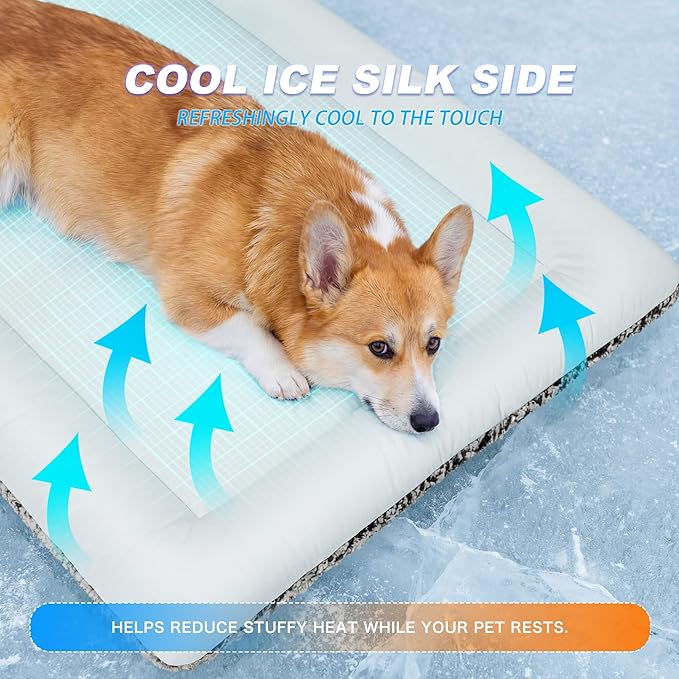 Cat Cooling Mat, Self Warming Cat Bed, Reversible Warm & Cooling Cat Bed, Winter Warm Cat Pad & Summer Cooling Cat Mat for Kittens & Small Dogs, Perfect for Crates, Beds & Sofas, Gray, 18" x 24"