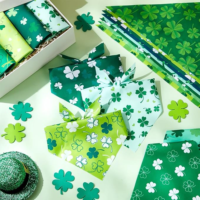 50 Pieces St. Patricks Day Dog Bandanas Bulk Shamrock Dog Bandanas for Dogs Green Soft Dog Bandana Bibs Adjustable Triangle Dog Bandana for Small Medium Large Dog Cat (31.5 x 21.7 x 21.7)